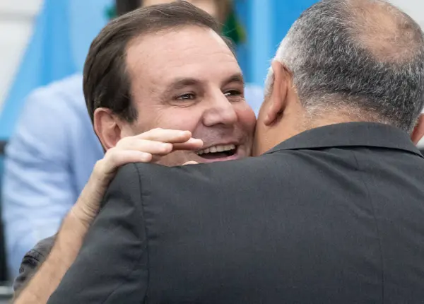 stock image Rio de Janeiro (RJ), Brazil 07/31/2024 Eduardo Paes Mayor of Rio de Janeiro, the public auction of the Gasometer land took place on the afternoon of Wednesday 31 July 2024