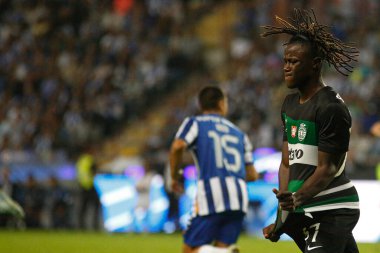 Aveiro (PT) Portekiz 03 / 08 / 2024 - Monicipal Stadyumu 'nda oynanan Supertaca Candido de Oliveira finali için geçerli olan Sporting x Porto ile oynanan karşılaşmada Qunda Sporting player 