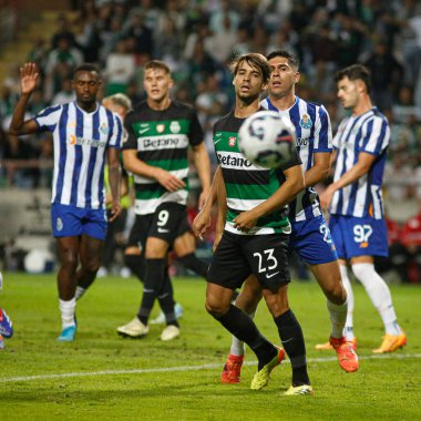 Aveiro (PT) Portekiz 03 / 08 / 2024 - Estadio Municipal de Aveiro Stadyumu 'nda oynanan Supertaca Candido de Oliveira finali için geçerli olan Sporting x Porto ile oynanan karşılaşmada sporcu