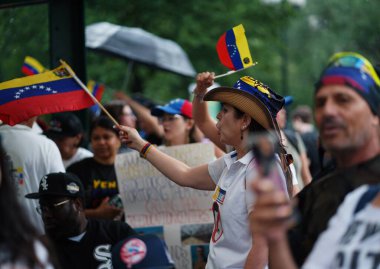 New York 'taki Venezuela Topluluğu Protesto Seçimleri Union Meydanı' yla sonuçlandı. 3 Ağustos 2024, New York, ABD