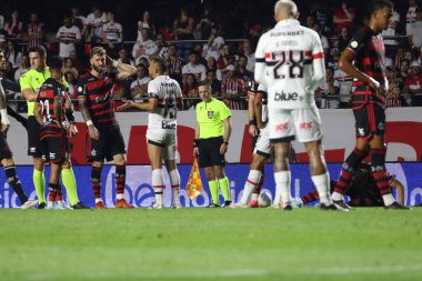 Sao Paulo (SP), Brezilya 03 / 08 / 2024 - Sao Paulo ve Flamengo arasında oynanan maçta oyuncu Leo Pereira, Morumbis 'teki A serisi 21.