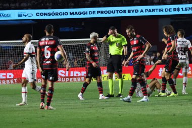 Sao Paulo (SP), Brezilya 03 / 08 / 2024 Hakem Leandro Vuaden, Sao Paulo ve Flamengo arasında oynanan maçta, A serisinin 21.