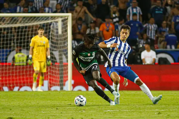 Aveiro (PT) Portekiz 03 / 08 / 2024 - Monicipal Stadyumu 'nda oynanan Supertaca Candido de Oliveira finali için geçerli olan Sporting x Porto ile oynanan karşılaşmada Qunda Sporting player 