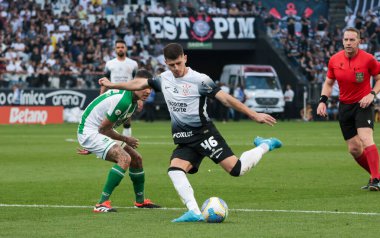 Sao Paulo (SP), Brezilya 08 / 04 / 2024 - Corinthians ile Juventude arasında oynanan karşılaşmada Korintliler ve Korintliler arasında oynanan A serisinin 21.