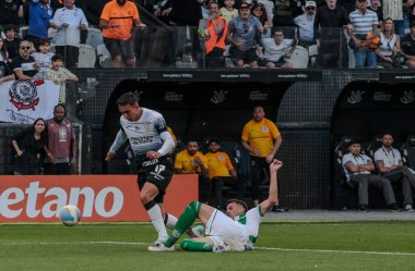 Sao Paulo (SP), Brezilya 08 / 04 / 2024 - Corinthians oyuncusu Giovane ile Juventude arasında oynanan 2024 Brezilya Serisi A Şampiyonası karşılaşmasında, Neo Quimica Arena 'da