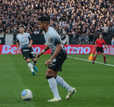 Sao Paulo (SP), Brezilya 08 / 04 / 2024 - Corinthians oyuncusu Wesley Corinthians ve Juventude arasında oynanan karşılaşmada A serisinin 21.