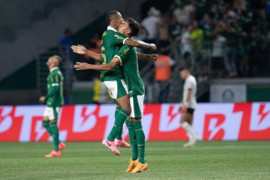 Sao Paulo (SP), Brezilya 07 / 08 / 2024 - Oyuncu Vitor Reis, Copa do Brasil 2024 'ün ikinci ayağı için geçerli olan Palmeiras ve Flamengo arasındaki maçta golünü kutluyor