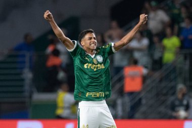 Sao Paulo (SP), Brezilya 07 / 08 / 2024 - Oyuncu Vitor Reis, Copa do Brasil 2024 'ün ikinci ayağı için geçerli olan Palmeiras ve Flamengo arasındaki maçta golünü kutluyor