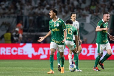 Sao Paulo (SP), Brezilya 07 / 08 / 2024 - Oyuncu Vitor Reis, Copa do Brasil 2024 'ün ikinci ayağı için geçerli olan Palmeiras ve Flamengo arasındaki maçta golünü kutluyor