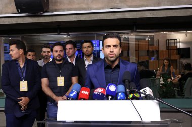 Sao Paulo (SP), Brezilya 08 / 08 / 2024 Başkent Sao Paulo belediye başkanı adayı Pablo Marcal (PRTB), Bando Müzakeresi 'ne geldi.