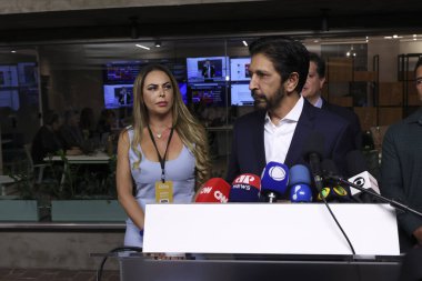 Sao Paulo (SP), Brezilya 08 / 08 / 2024 Başkent Sao Paulo belediye başkanı adayı Ricardo Nunes (MDB), Bando Müzakeresi 'ne geldi. 