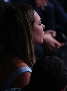 Sao Paulo (SP), Brazil 08/08/2024 - Regina Nunes, wife of the current mayor and candidate for reelection, gets nervous when mentioned in a debate by candidate Tabata Amaral (PSB) clipart