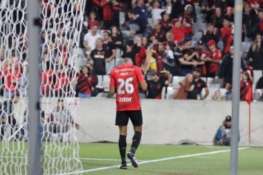 CURITIBA (PR) Brezilya 08 / 15 / 2024 Futbolcu Erick, Güney Amerika Kupası 'nın 16. Turu için geçerli olan Athletico ve Belgrano arasındaki maçta golünü Ligga Arena' da kutluyor 