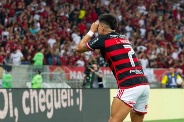  Rio de Janeiro (RJ), Brezilya 08 / 15 / 2024 - Oyuncu Luiz Araujo, Flamengo ve Bolivar arasında oynanan ve 2024 Copa Libertadores da America 'nın 16.