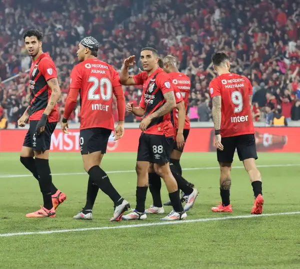 stock image CURITIBA (PR) Brazil 08/15/2024 Player Christian celebrates his goal during the match between Athletico and Belgrano, valid for the Round of 16 of the South American Cup, at Ligga Arena