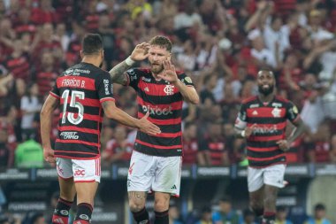 Rio de Janeiro (RJ), Brezilya 08 / 15 / 2024 - Oyuncu Leo Pereira, Flamengo ve Bolivar arasında oynanan ve 2024 Copa Libertadores da America 'nın 16.
