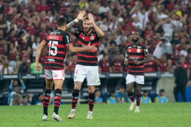 Rio de Janeiro (RJ), Brezilya 08 / 15 / 2024 - Oyuncu Leo Pereira, Flamengo ve Bolivar arasında oynanan ve 2024 Copa Libertadores da America 'nın 16.