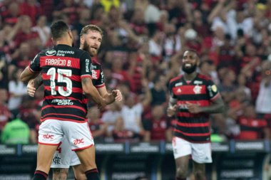 Rio de Janeiro (RJ), Brezilya 08 / 15 / 2024 - Oyuncu Leo Pereira, Flamengo ve Bolivar arasında oynanan ve 2024 Copa Libertadores da America 'nın 16.