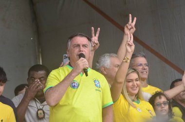 NATAL (RN), Brezilya 08 / 16 / 2024 - Eski başkan Jair Messias Bolsonaro, Extremoz, Natal, Parnamirim ve Mossoro kentlerinden başlayarak Rio Grande do Norte 'de bu sabah 22.