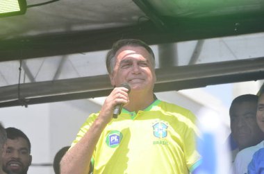 NATAL (RN), Brazil 08/16/2024 - Former president Jair Messias Bolsonaro, inaugurated this morning Route 22 in 8 cities in Rio Grande do Norte, starting with the cities of Extremoz, Natal, Parnamirim and Mossoro clipart