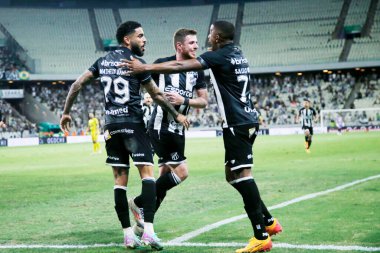 Fortaleza (CE), Brezilya 08 / 17 / 2024 - Ceara (CE) ile Mirassol (SP) arasındaki maçta Ceara 'nın ilk golünü atan Aylon, 2024 Brezilya Şampiyonası' nın 21. turu için geçerli olan Serie B 'yi kutluyor