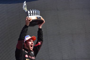 BELO HORIZONTE (MG), Brazil 08/18/2024 - Driver Felipe Batista wins the first race at the Toninho da Matta circuit, in Stock Car, followed by Nelsinho Piquet, and Caca Bueno clipart