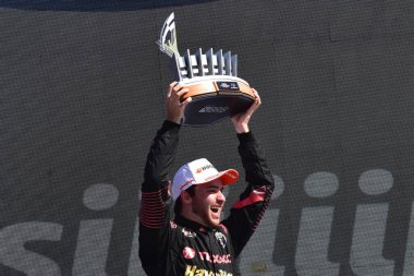 BELO HORIZONTE (MG), Brazil 08/18/2024 - Driver Felipe Batista wins the first race at the Toninho da Matta circuit, in Stock Car, followed by Nelsinho Piquet, and Caca Bueno clipart