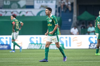 Sao Paulo (SP), Brezilya 08 / 18 / 2024 - Flaco Lopez, Brezilya Şampiyonası 'nın 23. turunda geçerli olan Palmeiras ve Sao Paulo arasındaki maçta ilk golünü kutladı