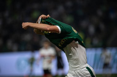 Sao Paulo (SP), Brezilya 08 / 18 / 2024 - Flaco Lopez, Brezilya Şampiyonası 'nın 23. turunda geçerli olan Palmeiras ve Sao Paulo arasındaki maçta ilk golünü kutladı