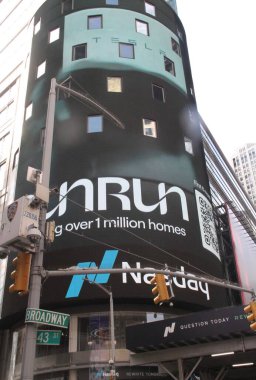 August 20, 2024, New York, USA:  Sunrun rings the opening bell at Nasdaq in Times Square for reaching and powering over 1 million homes with the presence of their CEO, Mary Powell and customers around the USA clipart