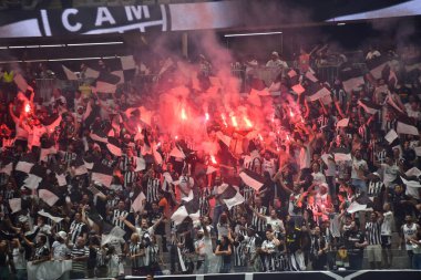 BELO HORIZONTE (MG), Brezilya 08 / 20 / 2024 - Atletico Mineiro ve San Lorenzo arasında oynanan karşılaşmada taraftarlar, Belo Horizonte kentinde düzenlenen 2024 Copa Libertadores 'in 16.