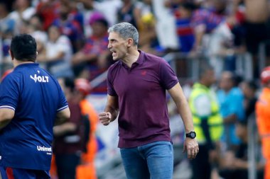 ForTALEZA (CE), Brezilya 08 / 21 / 2024 - Fortaleza teknik direktörü Juan Pablo Vojvoda, Fortaleza ile Rosario Central arasında oynanan karşılaşma sırasında, Conmebol Sudamericana 2024 'ün 16.