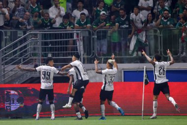 Sao Paulo (SP), Brezilya 08 / 21 / 2024 - Botafogo oyuncusu Igor Jesus, Palmeiras ve Botafogo arasında oynanan ve Copa Conmebol Libertadores 'in 16 raundunun ikinci ayağı için geçerli olan maçta golünü attı ve kutladı.