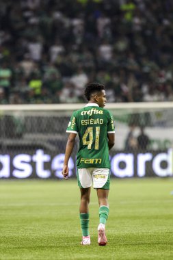 Sao Paulo (SP), Brezilya 08 / 21 / 2024 - Oyuncu Estevao, Palmeiras ve Botafogo arasındaki maçta, Conmebol Libertadores Kupası 'nın 16.