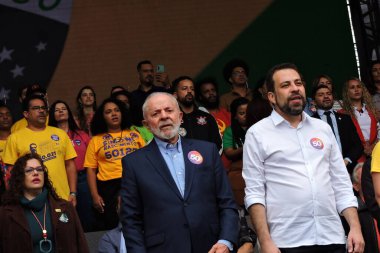 Sao Paulo (SP), Brezilya 08 / 24 / 2024 - Brezilya Cumhuriyeti Cumhurbaşkanı Luiz Inacio Lula da Silva Sao Paulo Guilherme Boulos (PT) ve Marta Suplicy (PT) belediye başkanlığı adaylarının mitingine katıldı.)