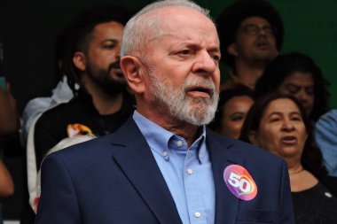 Sao Paulo (SP), Brezilya 08 / 24 / 2024 - Brezilya Cumhuriyeti Cumhurbaşkanı Luiz Inacio Lula da Silva Sao Paulo Guilherme Boulos (PT) ve Marta Suplicy (PT) belediye başkanlığı adaylarının mitingine katıldı.)