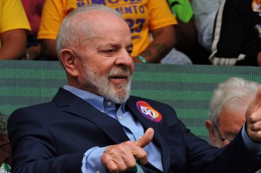 Sao Paulo (SP), Brezilya 08 / 24 / 2024 - Brezilya Cumhuriyeti Cumhurbaşkanı Luiz Inacio Lula da Silva Sao Paulo Guilherme Boulos (PT) ve Marta Suplicy (PT) belediye başkanlığı adaylarının mitingine katıldı.)