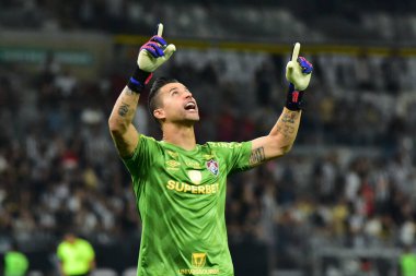 BELO HORIZONTE (MG), Brezilya 08 / 24 / 2024 - Brezilya Futbol Şampiyonası 'nın 24. turu için geçerli olan Atletico-MG ve Fluminense arasındaki maç sırasında Fluminense kalecisi Fabio