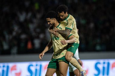 Campinas (SP), Brezilya 08 / 24 / 2024 - Murilo, Brezilya Futbol Şampiyonası 'nın 24. turu için geçerli olan Palmeiras ve Cuiaba arasındaki maçtaki golünü kutluyor