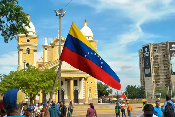 stock image Maracaibo (VEN), 08/28/2024 - After a month of the Presidential Elections in Venezuela, the Venezuelan opposition leader, Maria Corina Machado, once again called to the streets against the fraudulent result