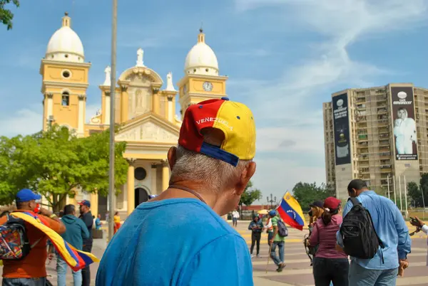 stock image Maracaibo (VEN), 08/28/2024 - After a month of the Presidential Elections in Venezuela, the Venezuelan opposition leader, Maria Corina Machado, once again called to the streets against the fraudulent result