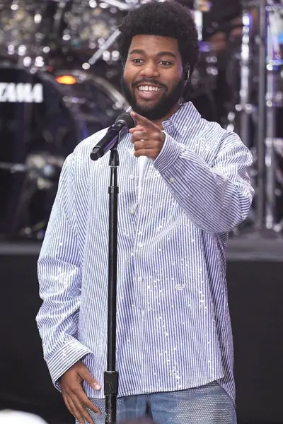 stock image Khalid Performs Live on Today Show at Rockefeller Plaza. August 30, 2024, New York, USA. This morning, Khalid lit up Rockefeller Plaza for the Citi Concert Series on the Today show.   Khalid is an American singer and songwriter