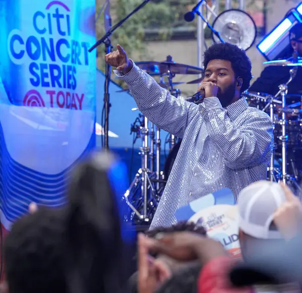 stock image Khalid Performs Live on Today Show at Rockefeller Plaza. August 30, 2024, New York, USA. This morning, Khalid lit up Rockefeller Plaza for the Citi Concert Series on the Today show.   Khalid is an American singer and songwriter