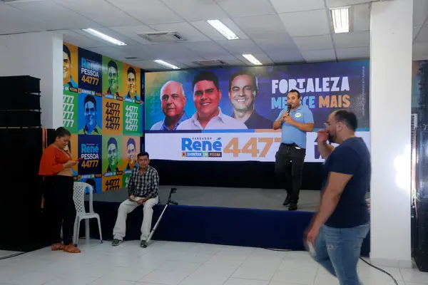 stock image Fortaleza (CE), Brazil 08/30/2024 - 2024 Municipal Elections with the inauguration of the Campaign Committee of the candidate for councilor in Fortaleza Rene Pessoa (UNIAO), at Avenida Santos Dumont, 2110 in Manuel Dias Branco