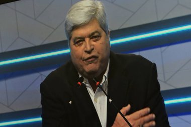 Sao Paulo (SP), Brezilya 09 / 01 / 2024 - Sao Paulo Belediye Başkanı adayı Jose Luiz Datena, TV Gazeta ve Canal MyNews tarafından Avenida Paulista 'daki TV Gazeta genel merkezinde düzenlenen bir tartışma sonrasında 