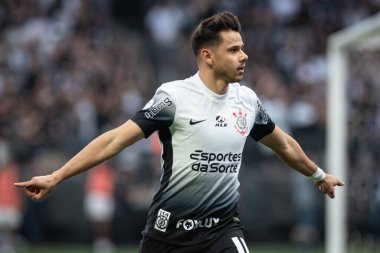 Sao Paulo (SP), Brezilya 09 / 01 / 2024 - Angel Romero, Corinthians ve Flamengo arasında oynanan ve 2024 Brezilya Şampiyonası 'nın 25. turunda geçerli olan maçtaki golünü kutluyor