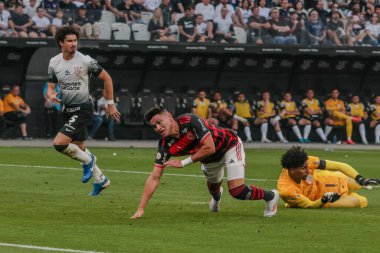 Sao Paulo (SP), Brezilya 09 / 01 / 2024 Flamengo oyuncusu Alcaraz, Corinthians ve Flamengo arasında oynanan 2024 Brezilya Şampiyonası serisi A 'nın 25. turunda, Neo Quimica Arena