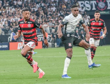 Sao Paulo (SP), Brezilya 09 / 01 / 2024 Flamengo oyuncusu Bruno Henrique, Corinthians ve Flamengo arasında oynanan 2024 Brezilya Şampiyonası serisi A 'nın 25. turunda, Neo Quimica Arena