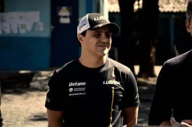 Canoas (RS), Brezilya 07 / 05 / 2024 Felipe Massa bu Perşembe Sao Mateus Halk Okulu 'ndaydı. Vibra sponsorluğundaki Lubrax takımının sürücüsü ve 2024 Stock Car sezonunun lideri.