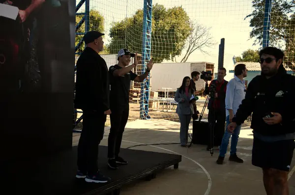 stock image Canoas (RS), Brazil 07/05/2024  Felipe Massa was at the Sao Mateus Community School this Thursday (5). The driver of Team Lubrax, sponsored by Vibra and leader of the 2024 Stock Car season